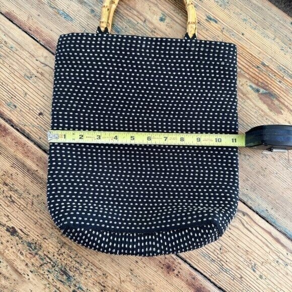 San Diego Hat Co. Black & White Polka Dot Tote Bag With Bamboo Handles - Picture 9 of 9